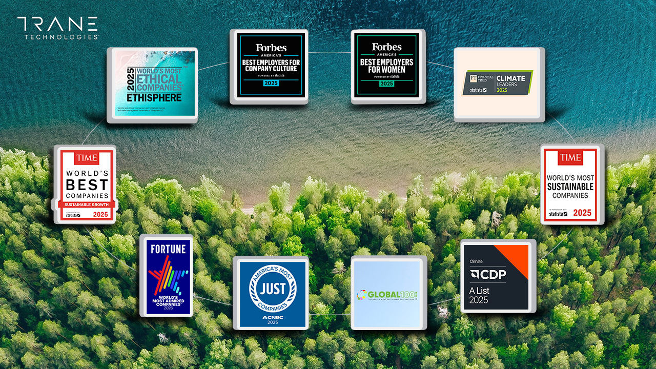 A distinguished array of awards and ratings earned by Trane Technologies